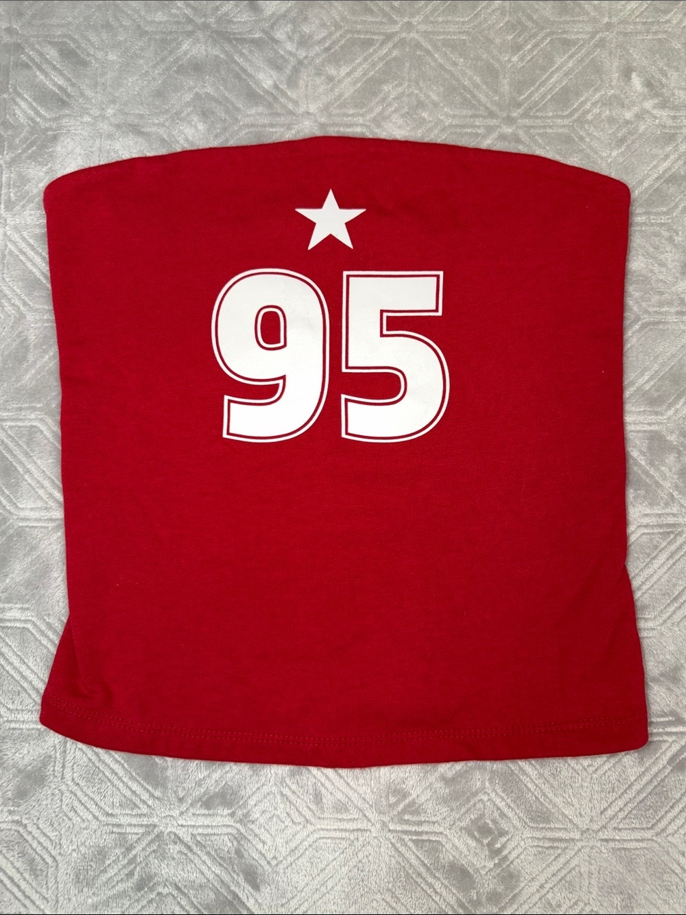 wild fable Red Strapless Tube Top with White '95' Graphic